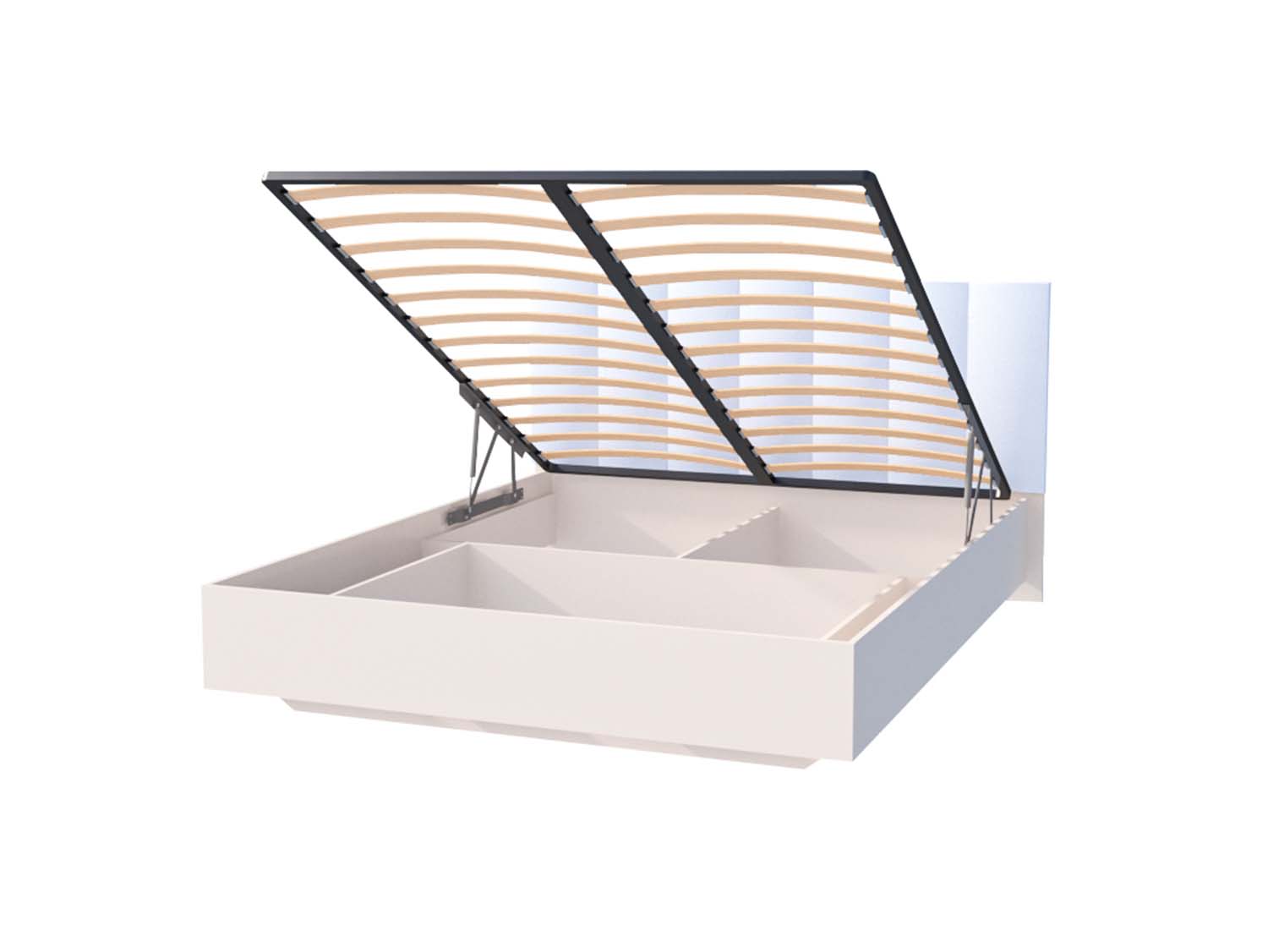 Кровать  1,6 арт. 031 М1 Полосы - Кашемир/Кжз. Белый Глянец