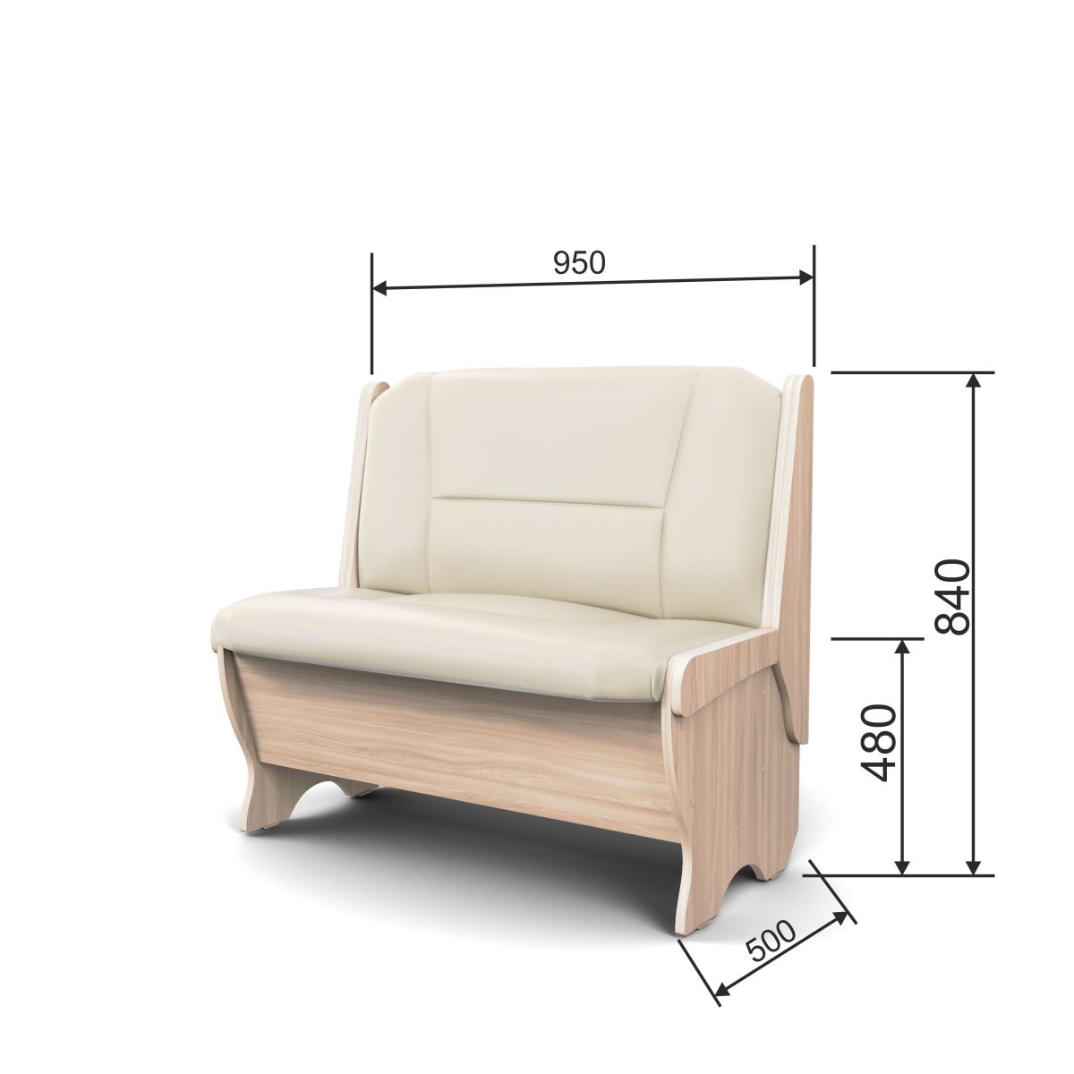Скамья Лотос 950 ясень светлый/крем