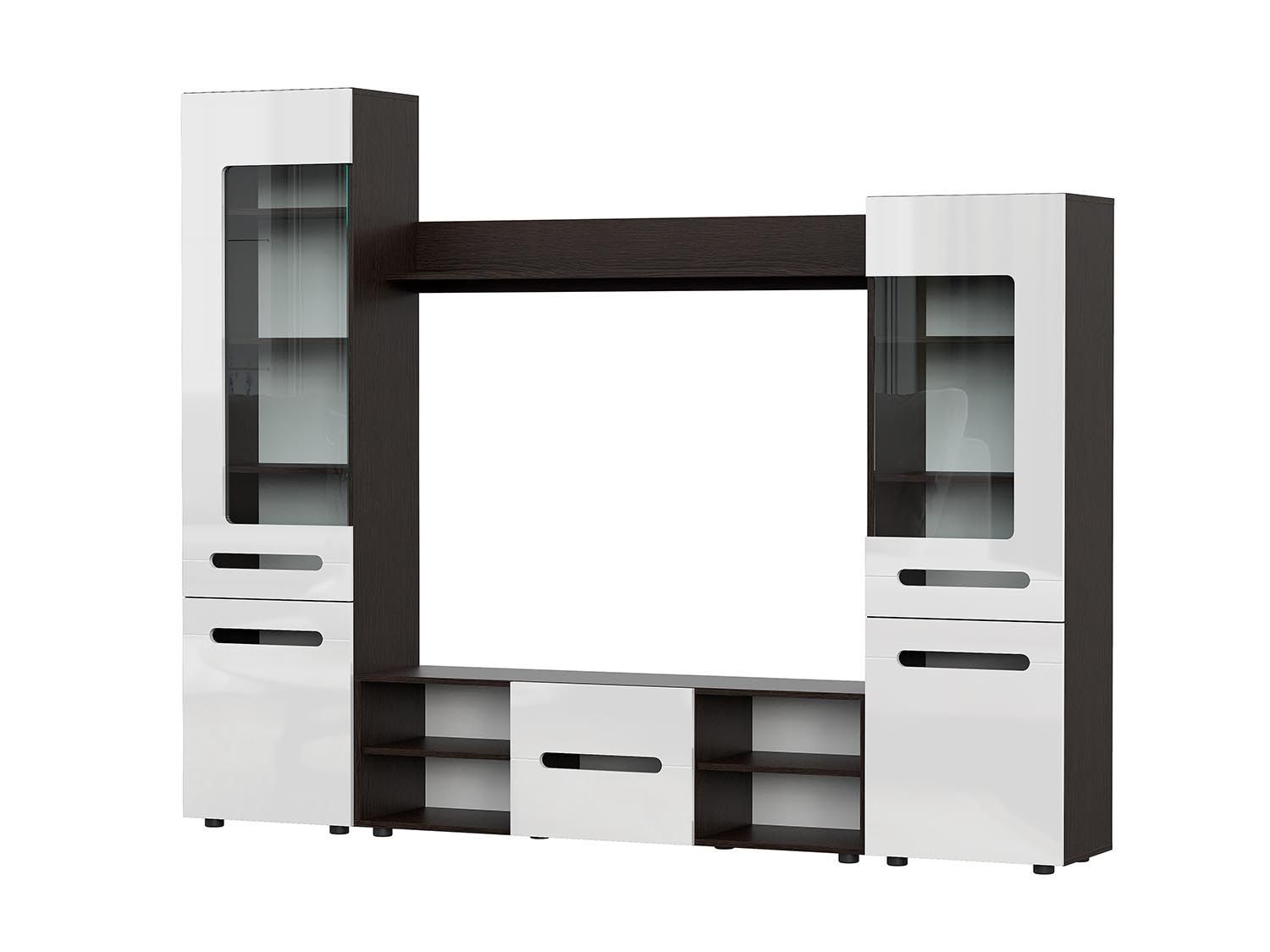 Мебель для гостиной МГС 6 / Венге/Белый глянец