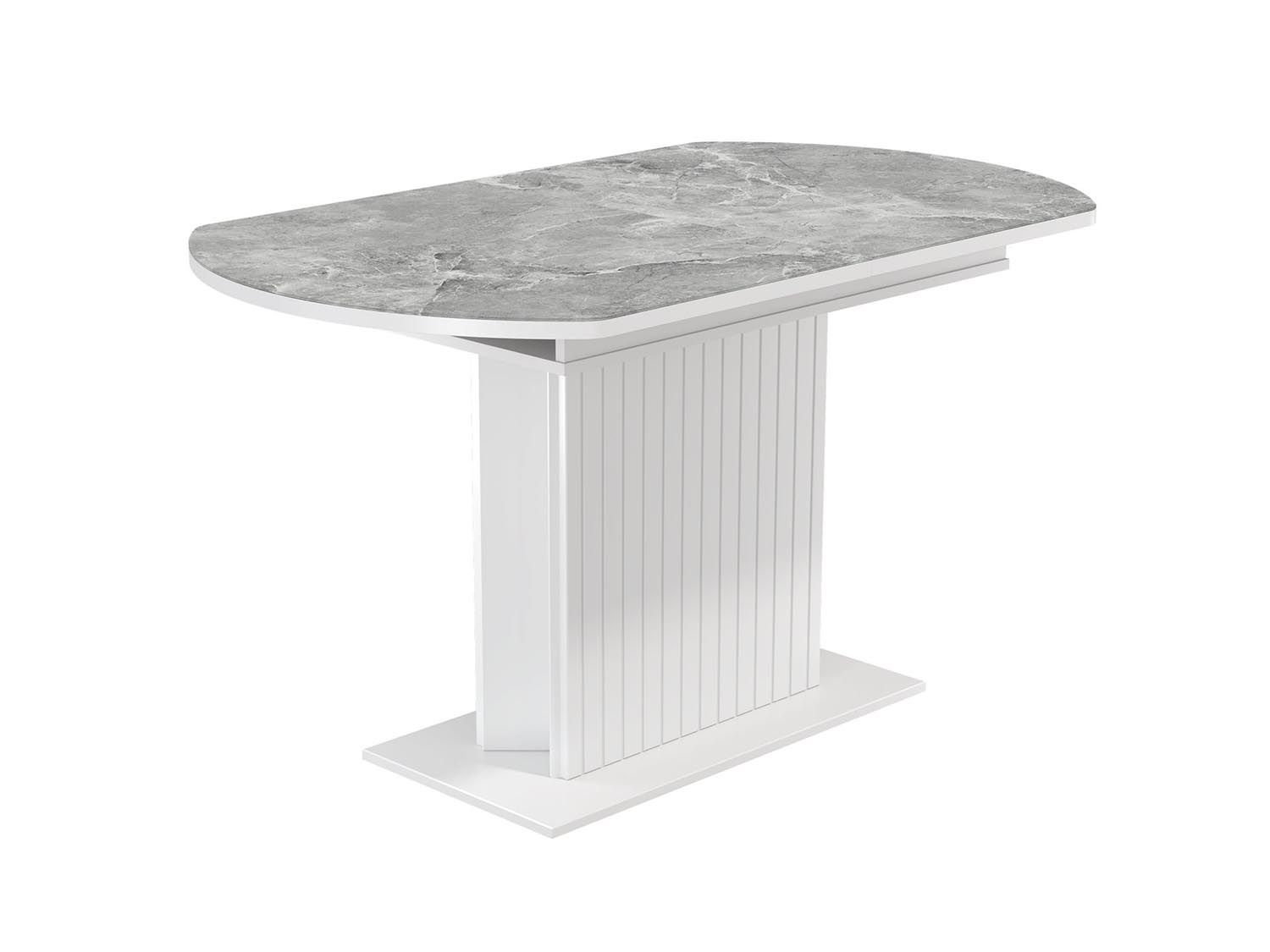 55.09 Адажио стол обеденный / белый/УФ печать серый мрамор