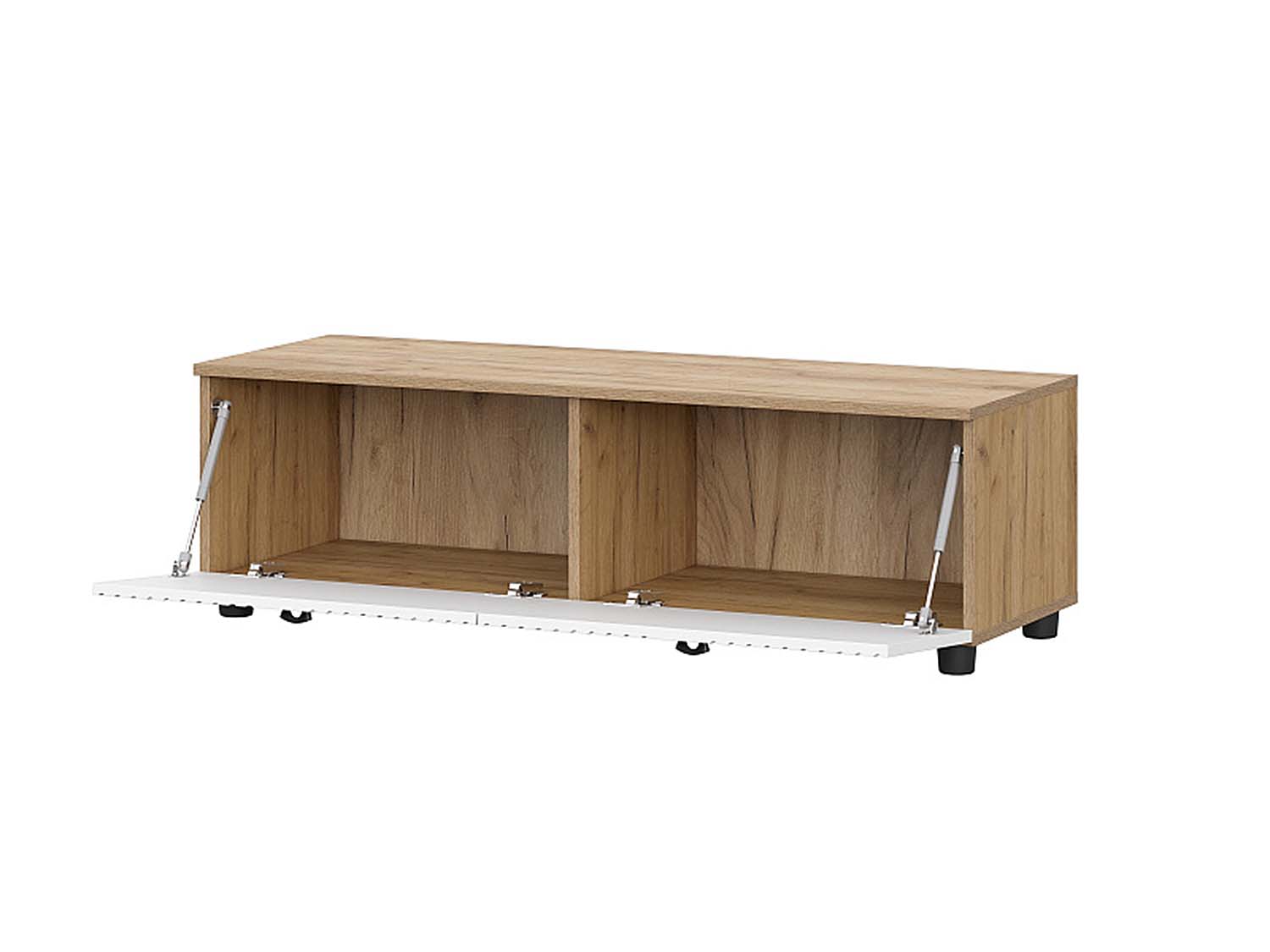 Милан тумба для телевидеоаппаратуры со створками - Дуб Крафт золотой/Белый