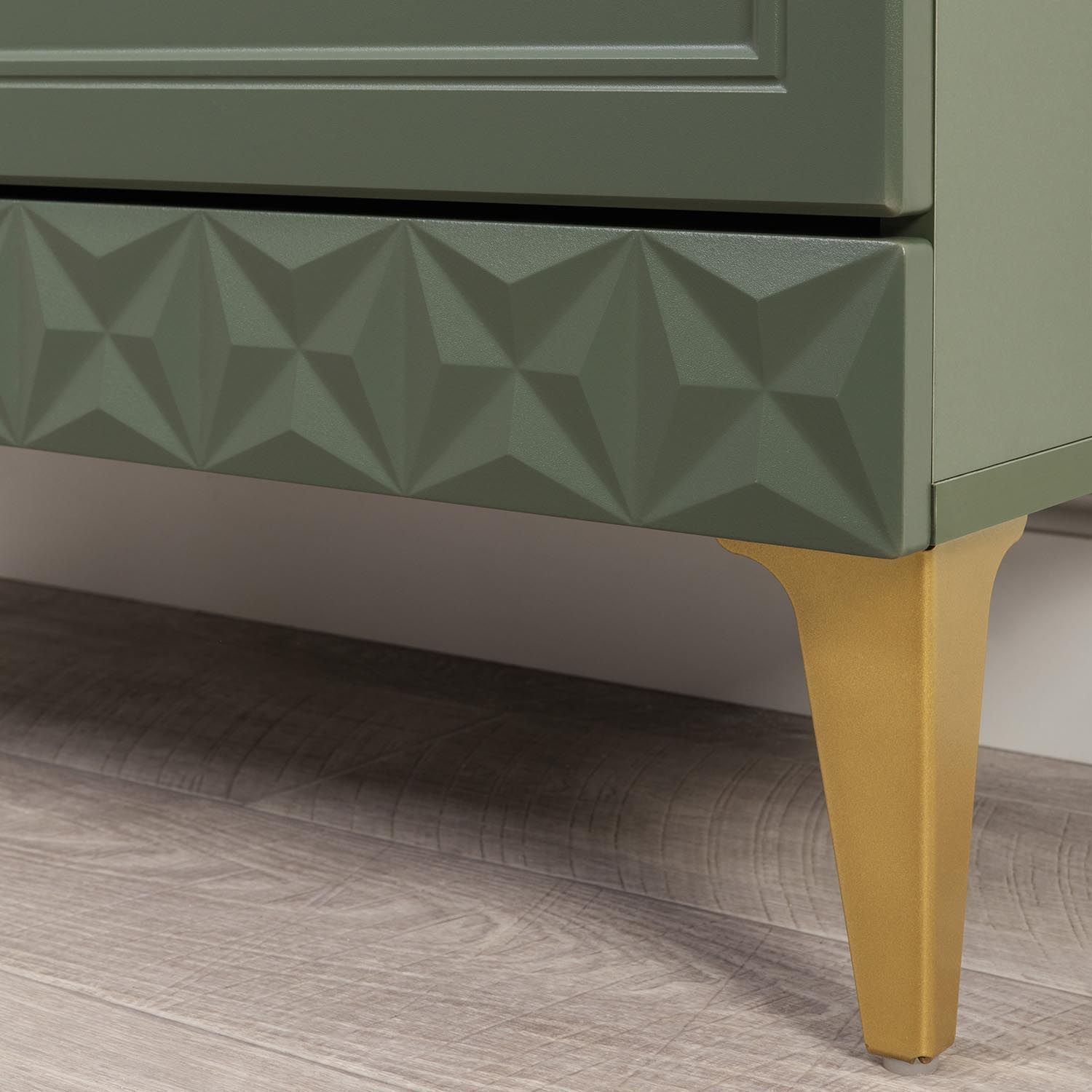 Марион шкаф-витрина 16.397.01 Дымчатый зеленый / Олива шагрень