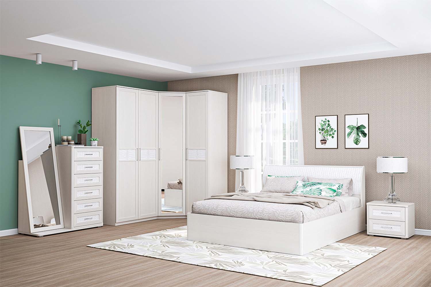 Спальня Кэт 4 вар. 3 - Бодега белая/Кайман белый