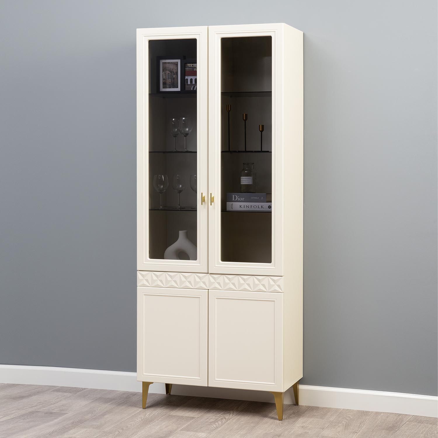 Марион шкаф-витрина 16.397.02 Слоновая кость