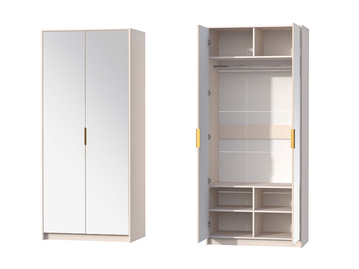 Кэт 3 шкаф 2 ств. зеркало - Кашемир/Тирамису