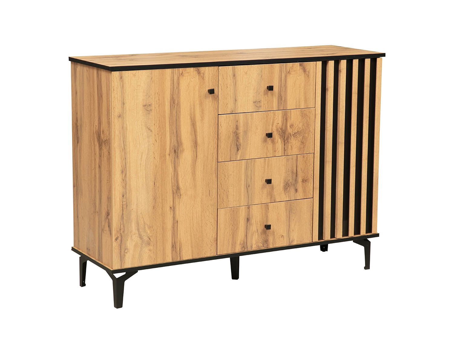 Комод Либерти 51.04 (опора h150) Дуб Вотан/Черный