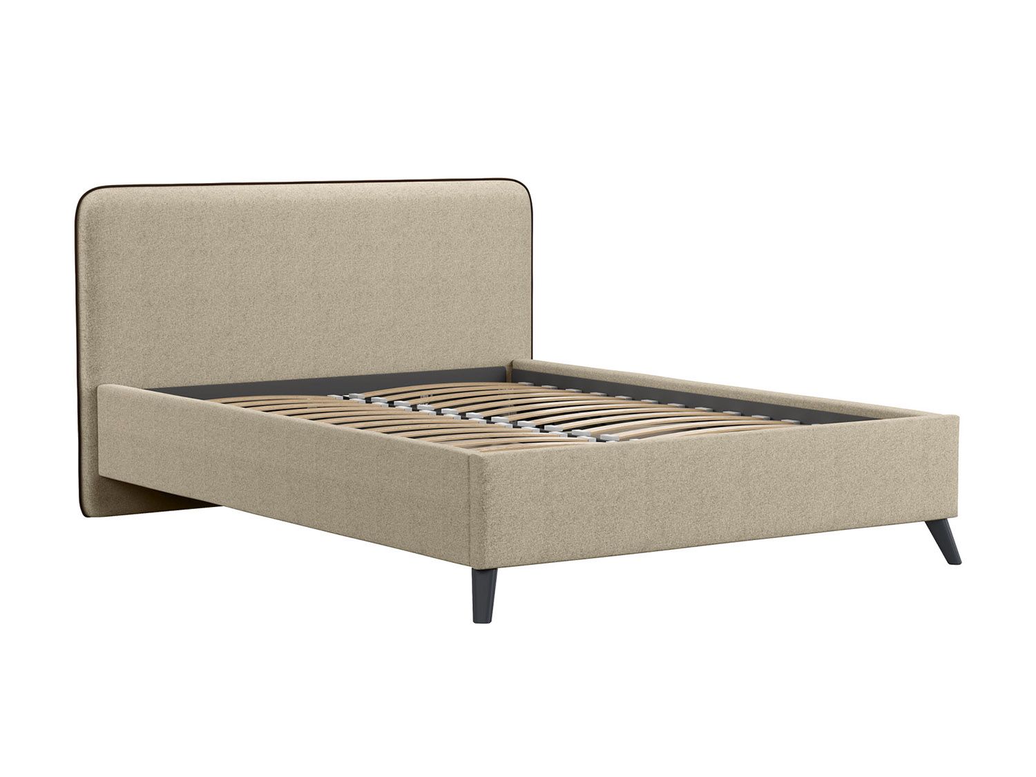 Миа кровать 140 Bravo light brown (бежево-коричневый) / кант Лайт 10 Велюр (коричневый)