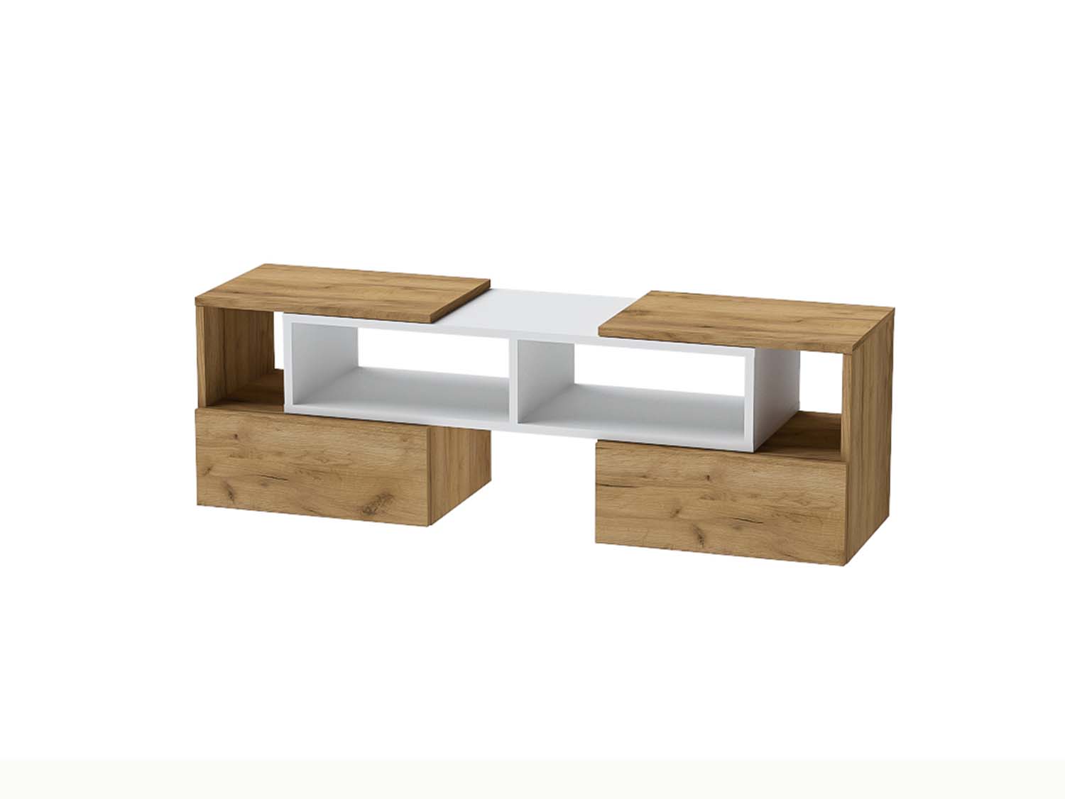 ТВ тумба раздвижная - Белый/Дуб Крафт золотой