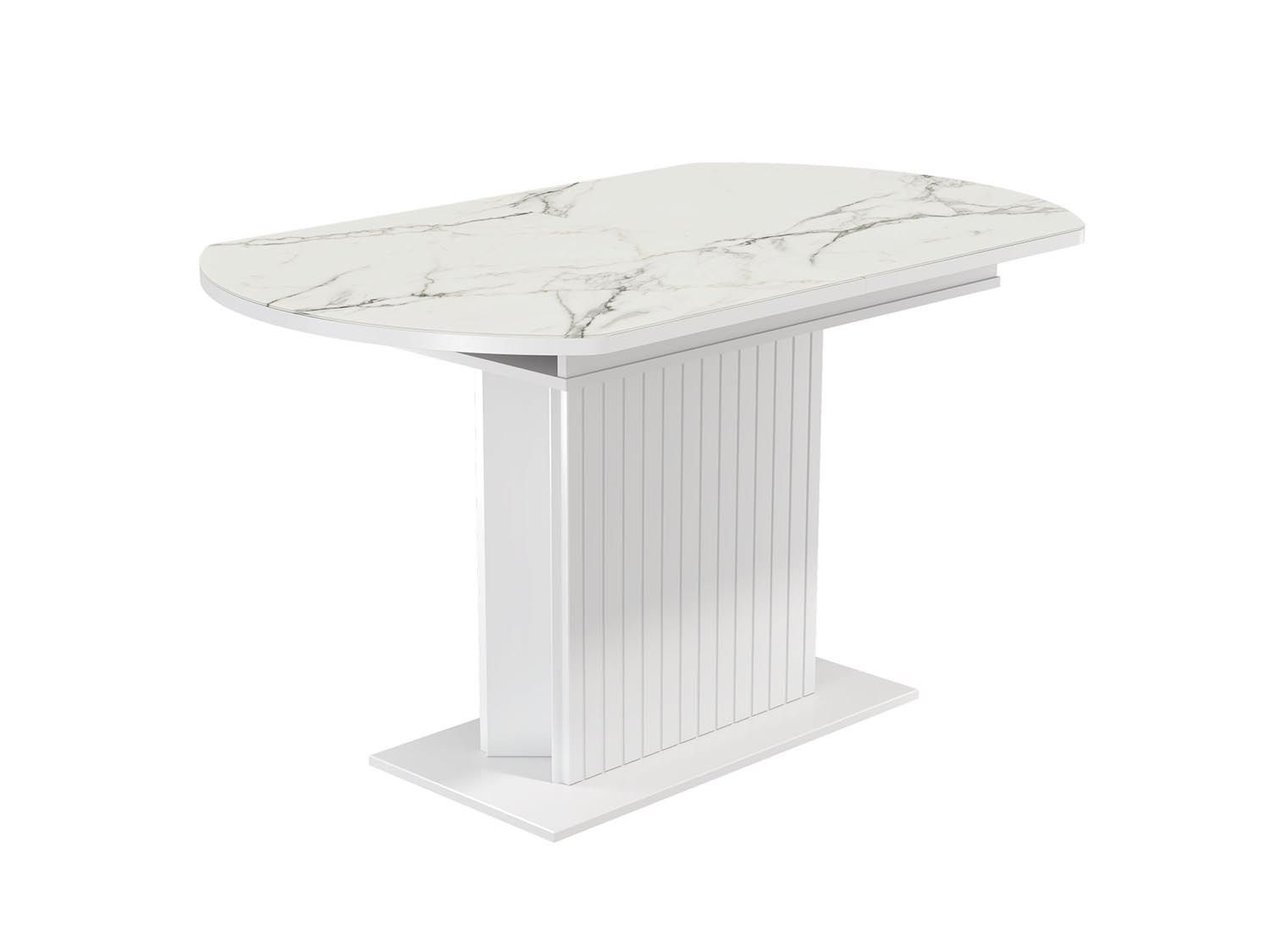 55.09 Адажио стол обеденный / белый/УФ печать белый мрамор