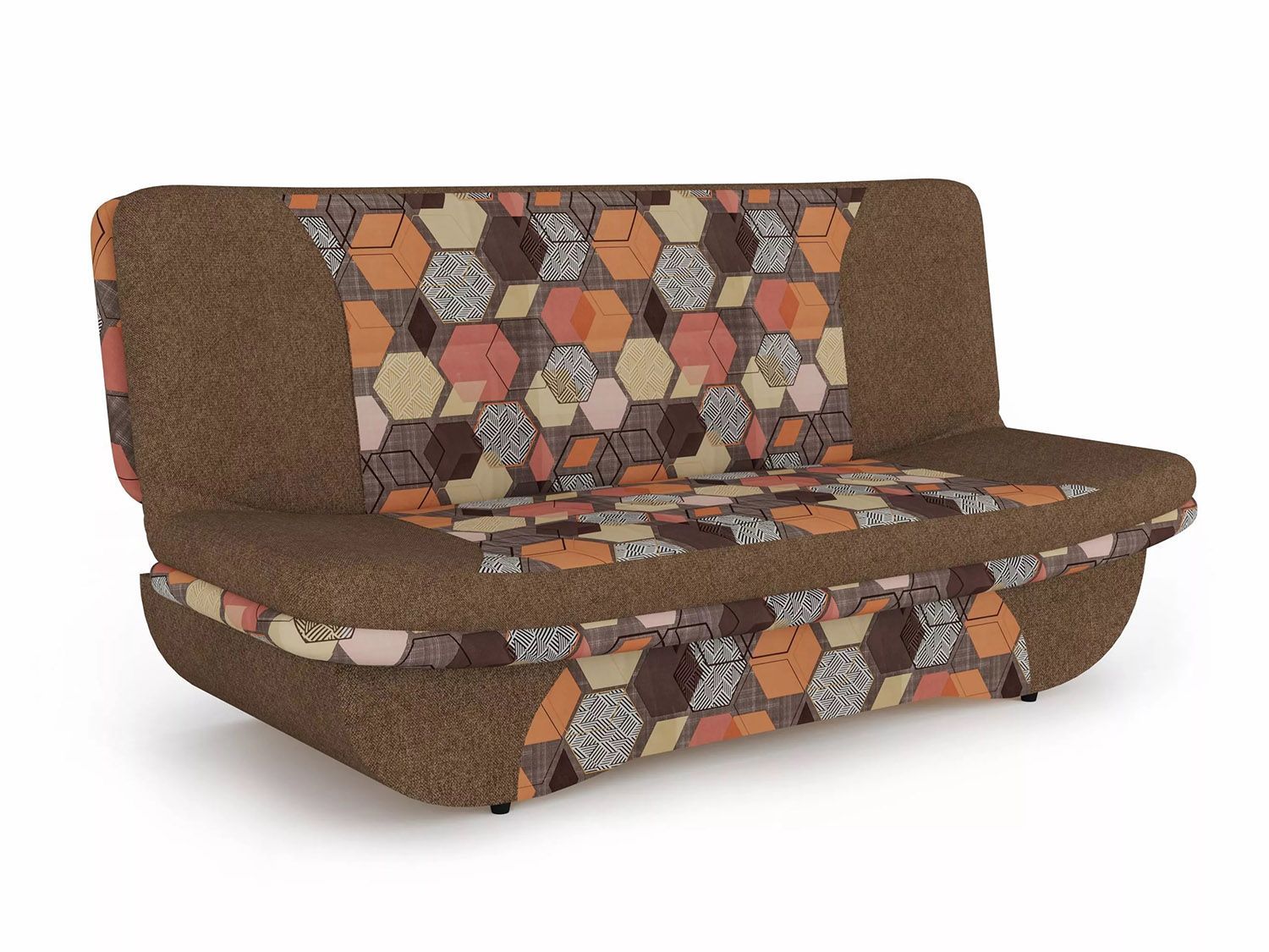 Диван Мальта 3Т Велюр Геометрия браун, Жаккард Савана хазел