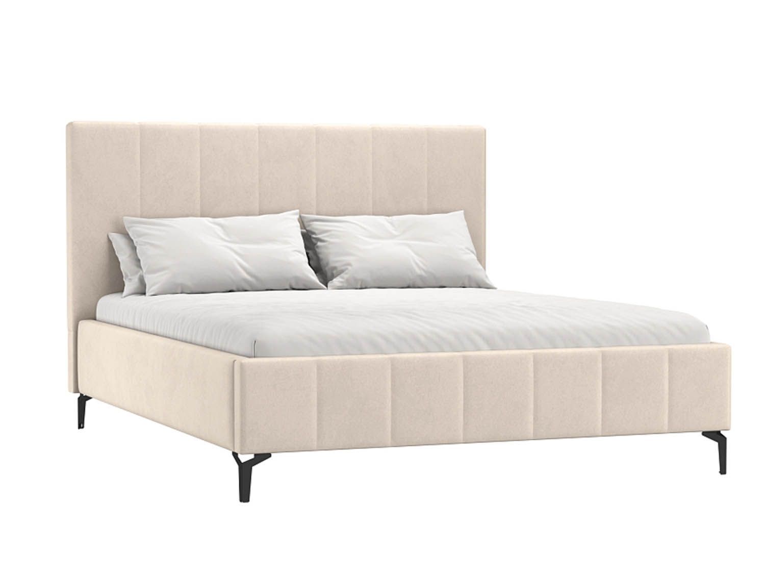 Брэнда кровать 1600 микровелюр слоновая кость