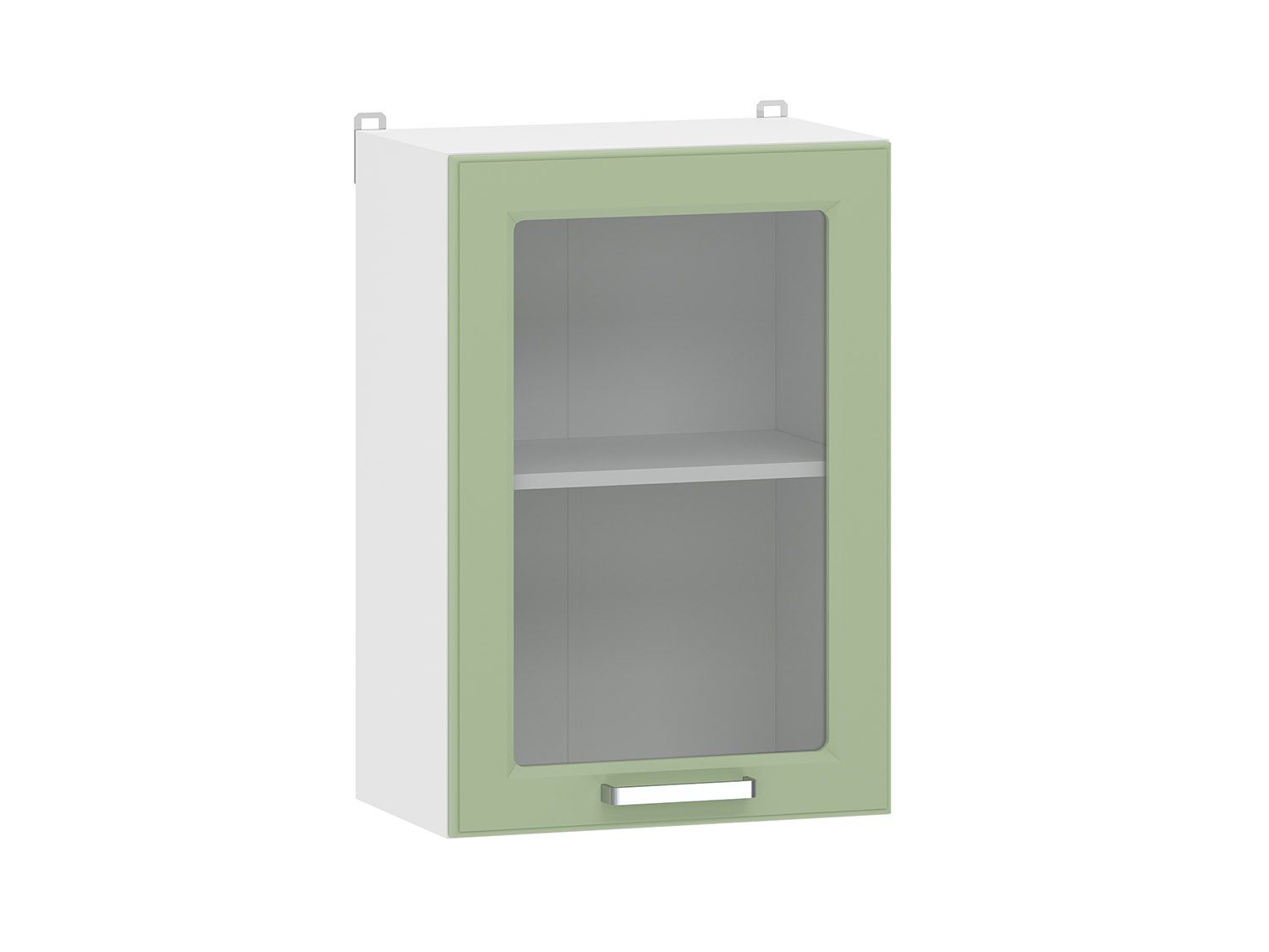 Вокс 100.30 500 шкаф навесной витрина / Белый/Фисташка