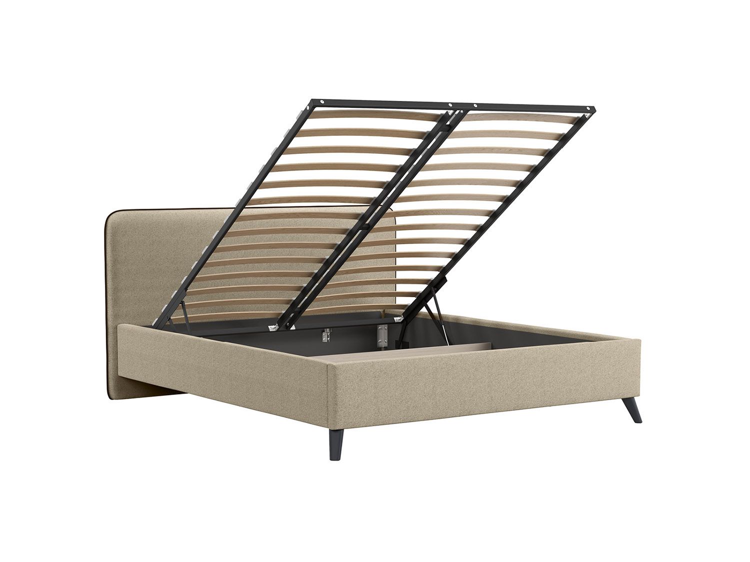 Миа кровать 160 Bravo light brown (бежево-коричневый) / кант Лайт 10 Велюр (коричневый)