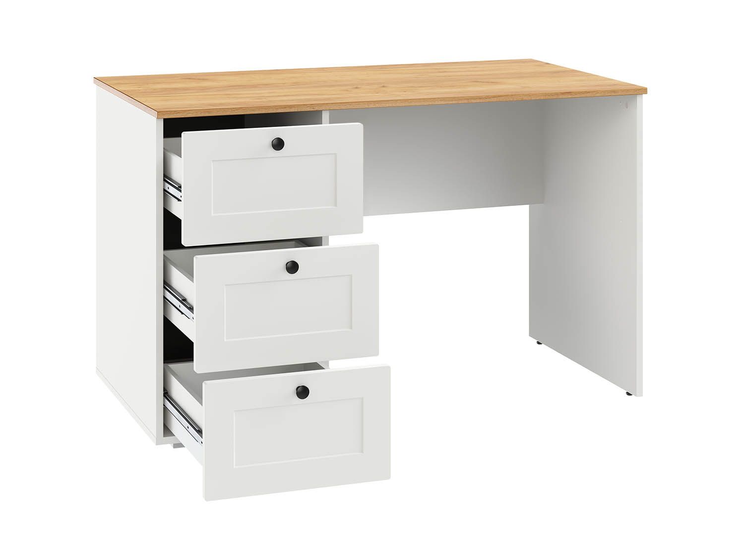 Остин Стол письменный 12.159 Белый шагрень/Дуб Вотан