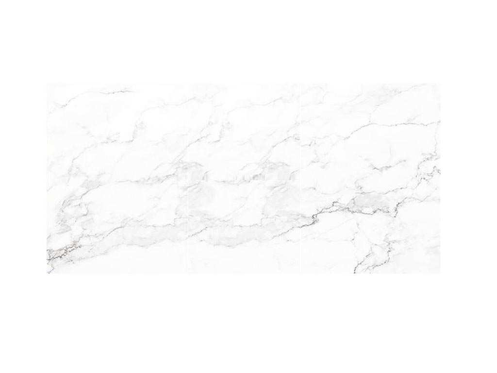 Альфа фотопечать стол обеденный раздвижной / белый мрамор/бетон белый/металлик