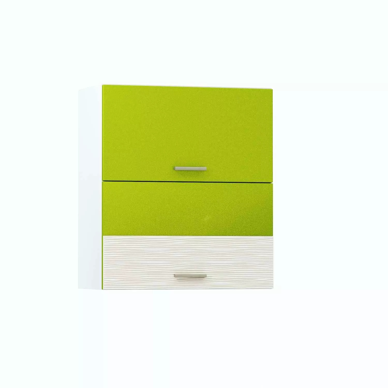 Жанна шкаф навесной 600 гориз. 2 двери Белый/Олива металлик