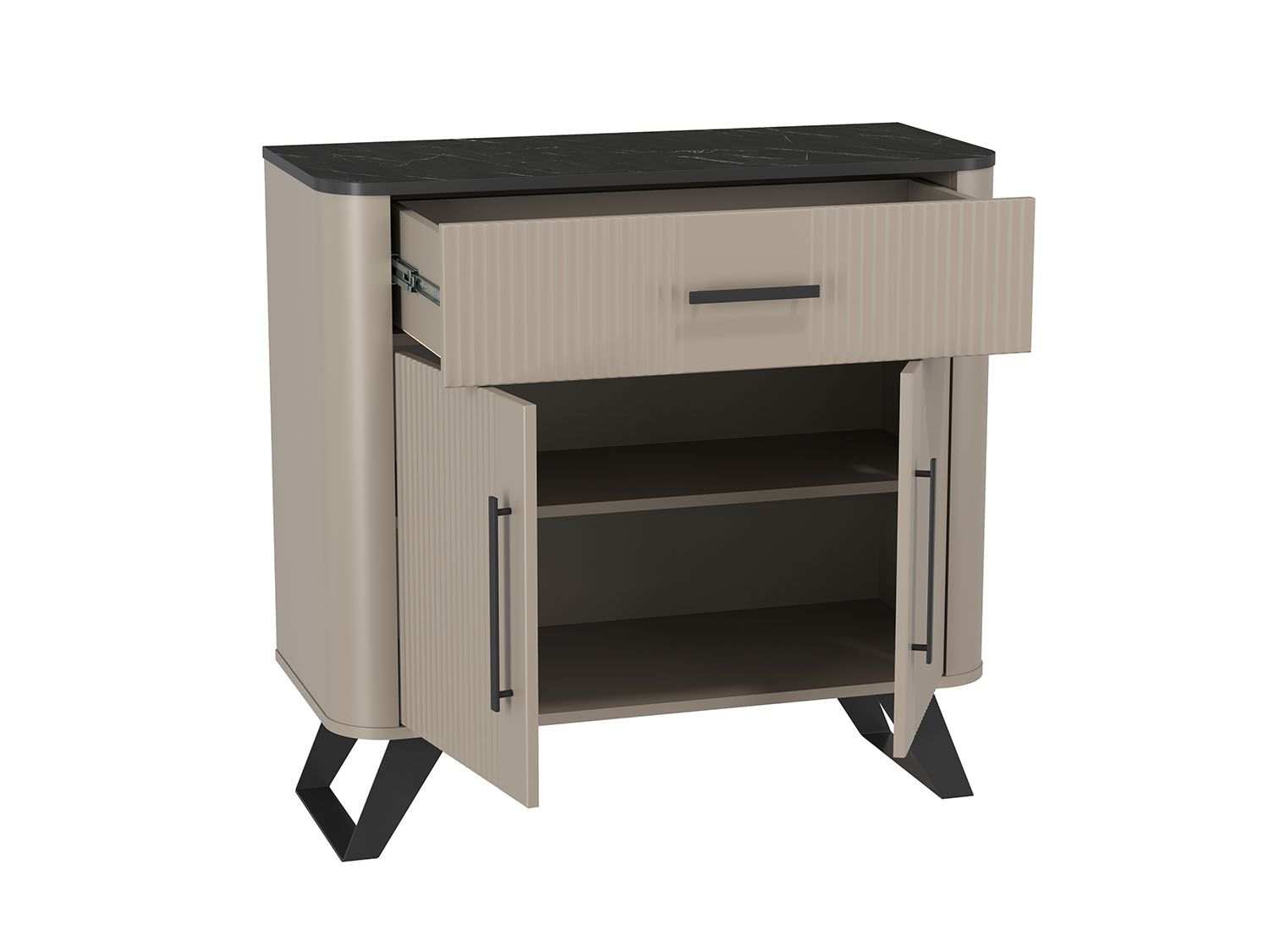 Фиделия комод 76.03 серый камень / мрамор черный