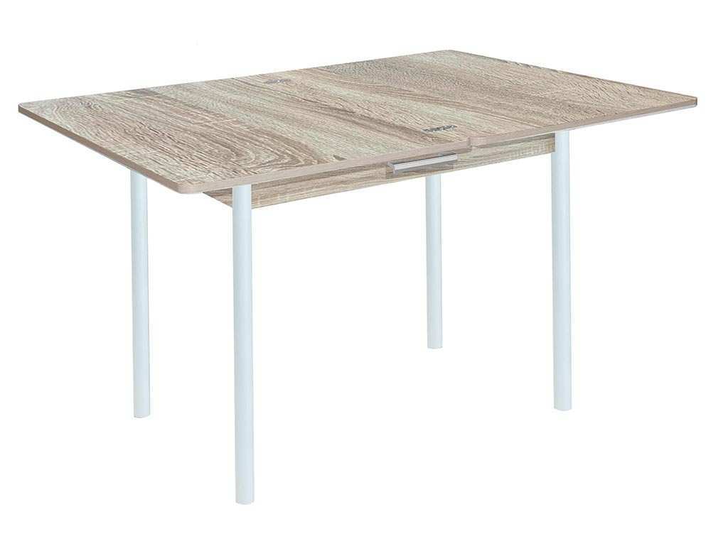 Симпл стол обеденный раскладной с ящиком / Дуб сонома/белый