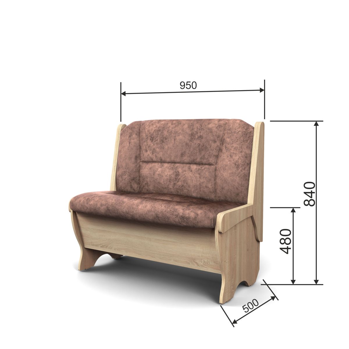 Скамья Лотос 950 дуб сонома/коньяк