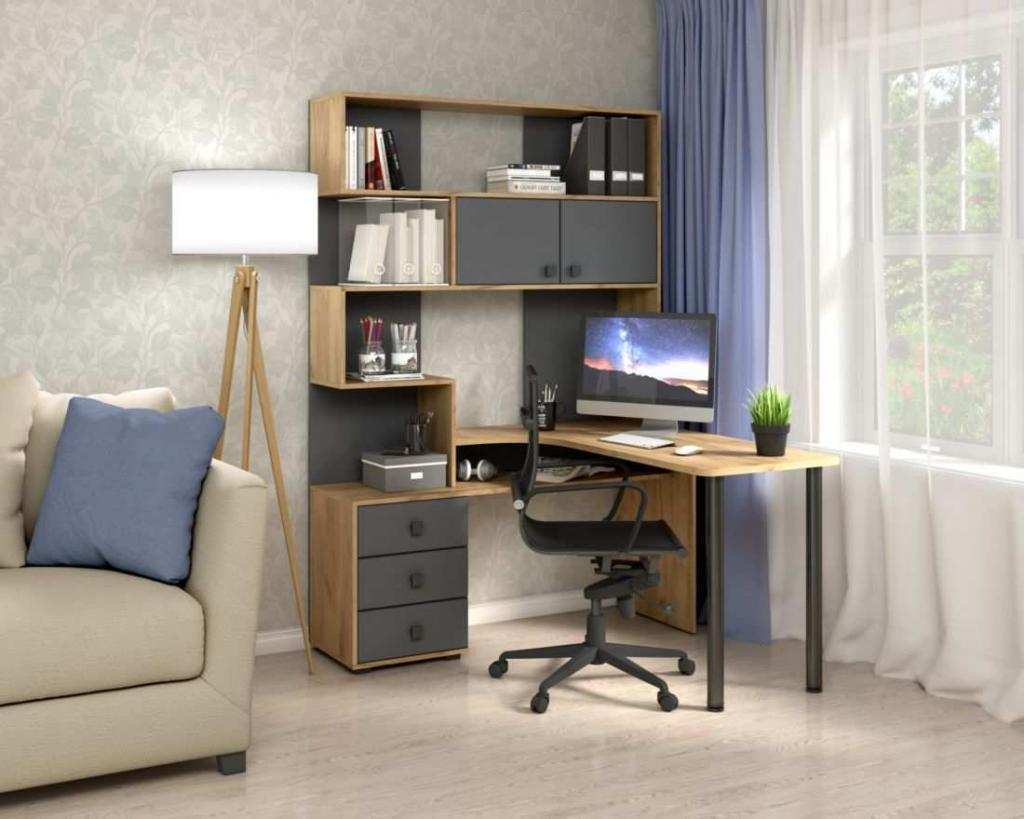 Стол Компьютерный СК-10 ПРАВЫЙ Дуб крафт/Графит