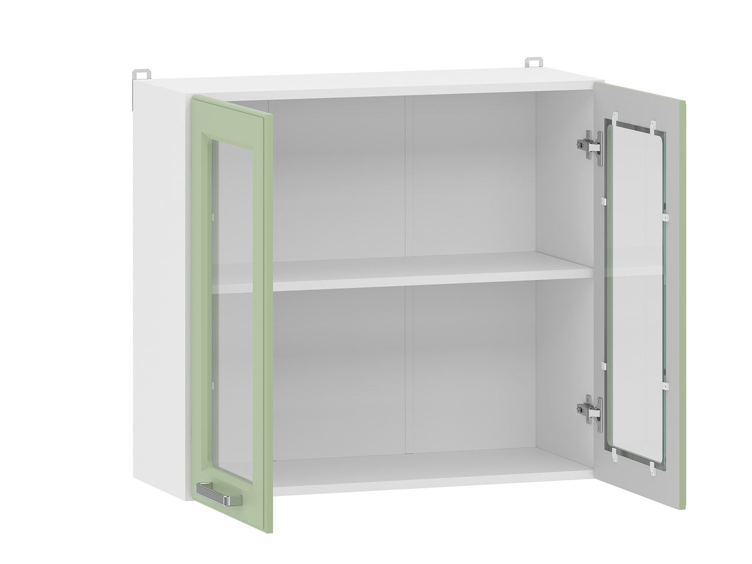 Вокс 100.31 800 шкаф навесной витрина / Белый/Фисташка