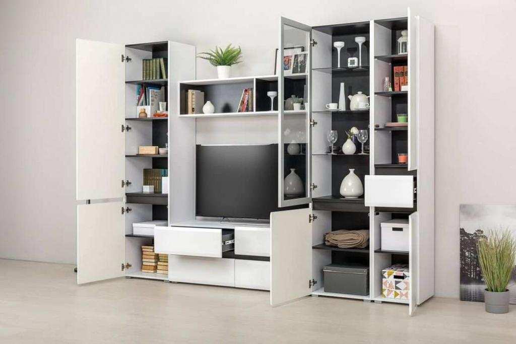 Гостиная Сидней 2 Белый/Белый глянец/Черный