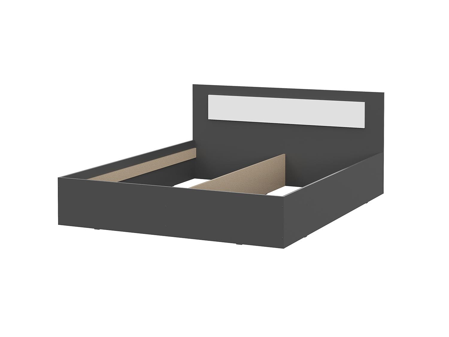 Дольче кровать двойная 1,6 настил лайт ДСП / Графит/Белый
