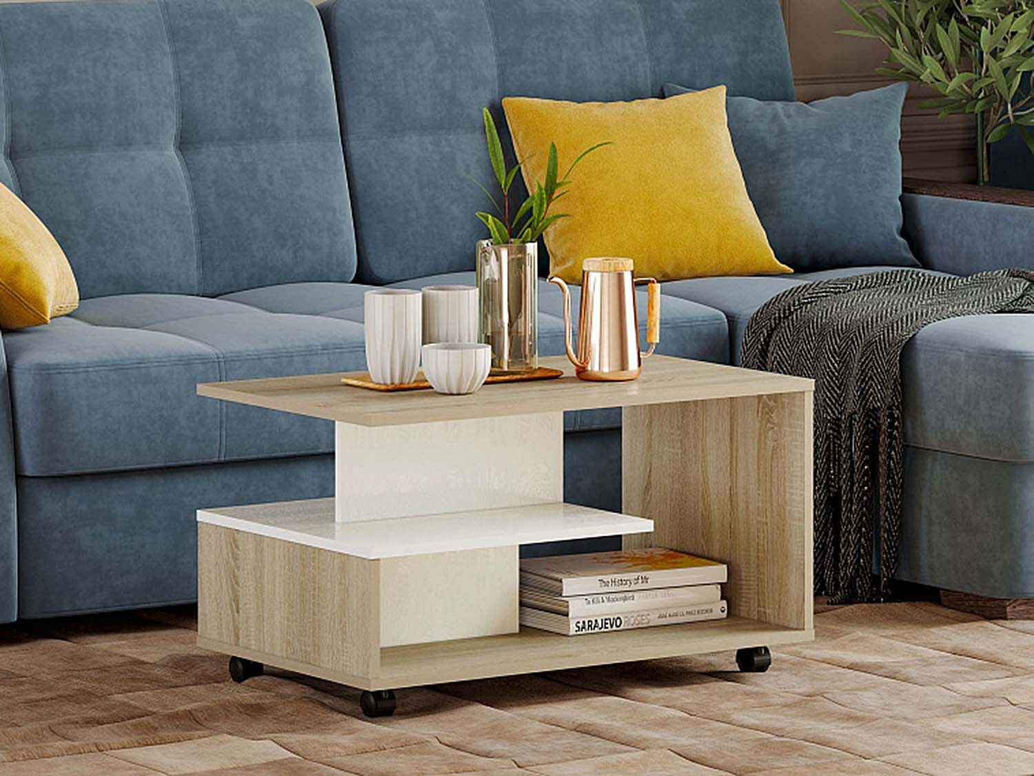 НМ 011.41 Стол журнальный Bora-Bora / Белый/Дуб сонома