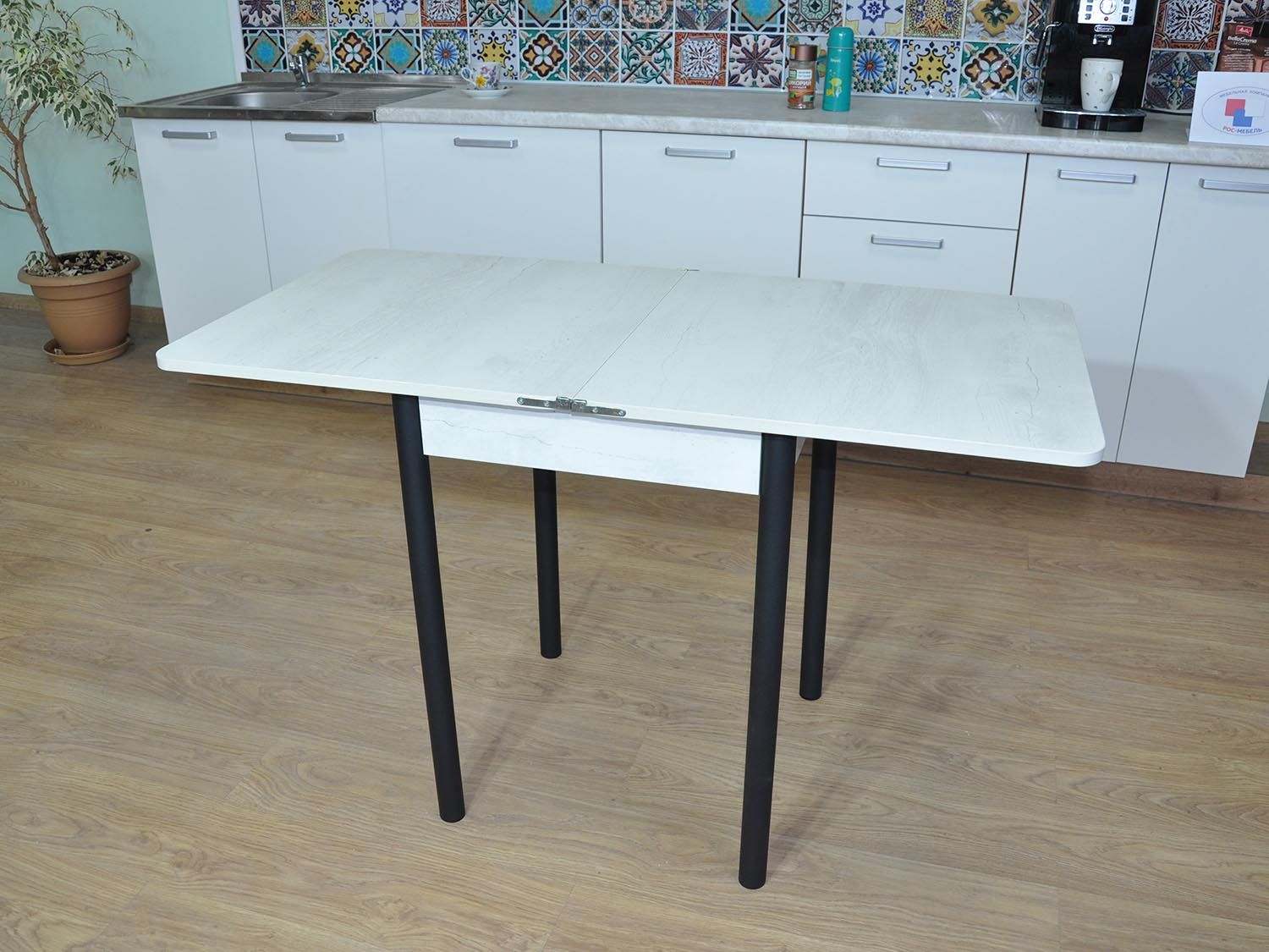 Эко 60х60 стол обеденный раскладной / бетон белый/черный