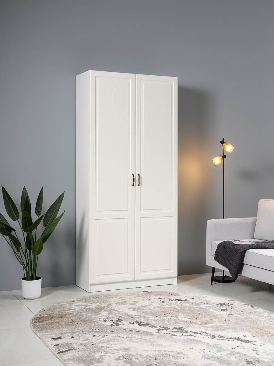 Ливерпуль Шкаф для одежды Белый/Ясень ваниль