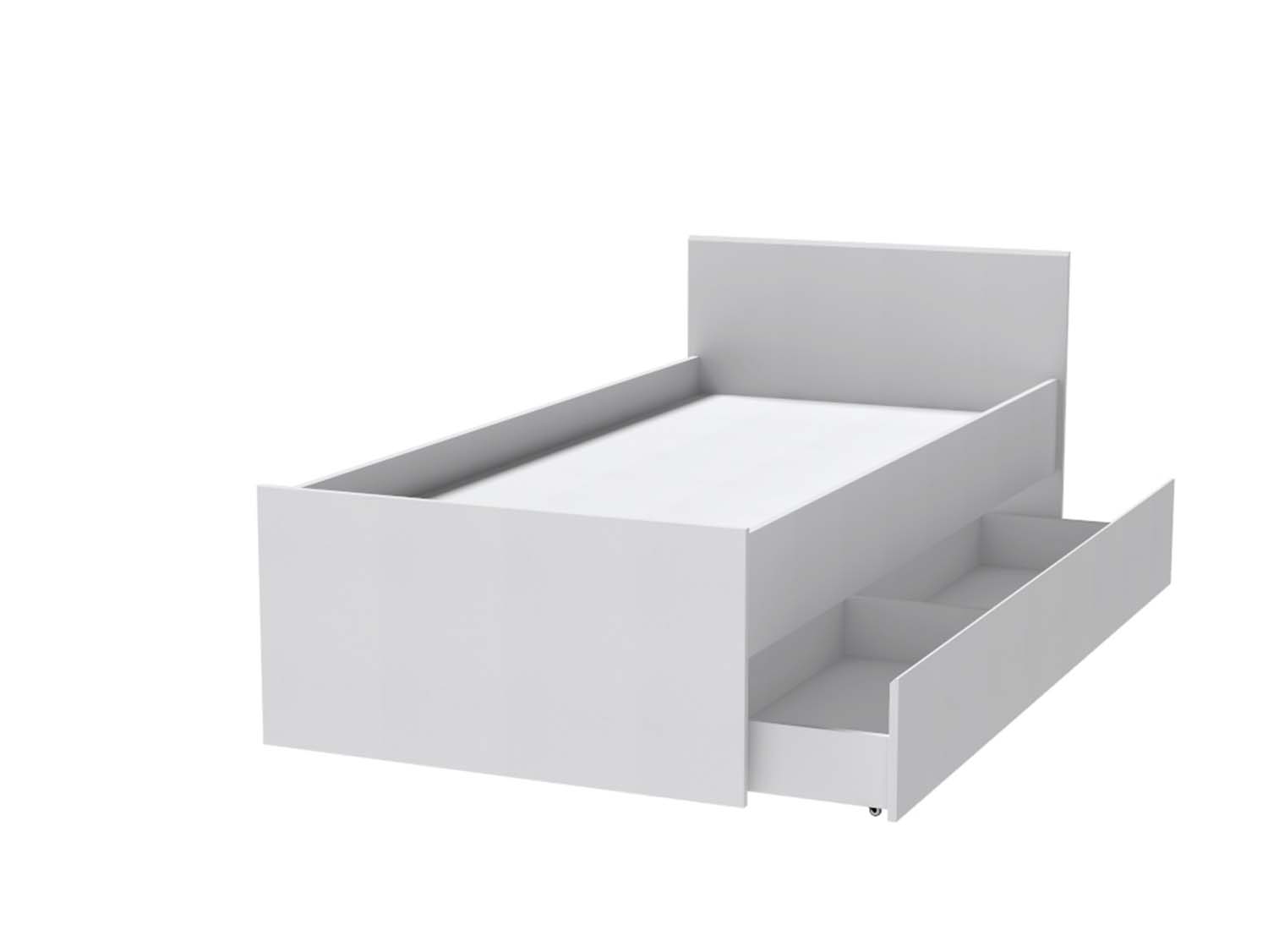 Кэт-1 кровать с ящиком арт. 015 настил 0,9 - Белый