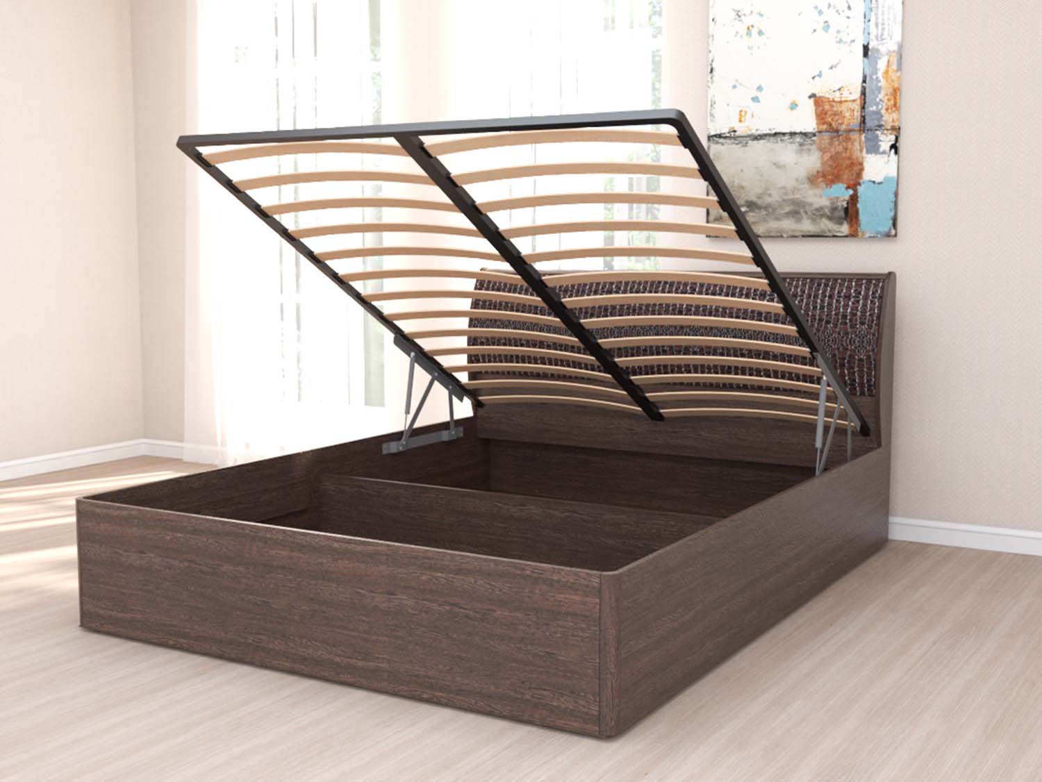 Кровать 1,4 арт. 033 М1 - Венге/Кайман тёмный