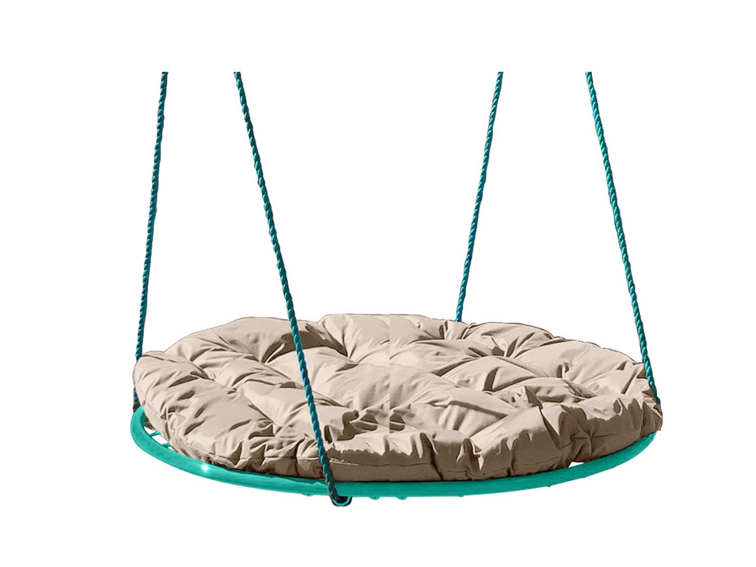 Качели ГНЕЗДО с подушкой 0,8 м, без оплётки зеленое бежевая подушка