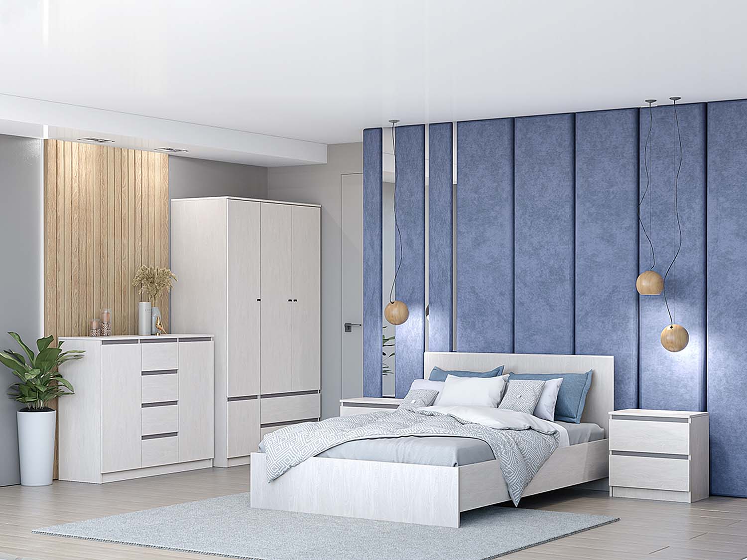 Спальня Кэт-1 набор 2 - Ясень Анкор светлый