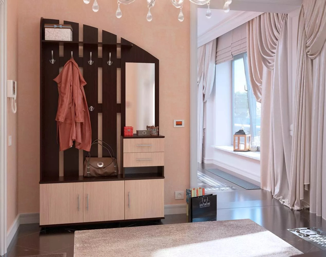 Прихожая ВШ-2.2 Венге/ Беленый дуб