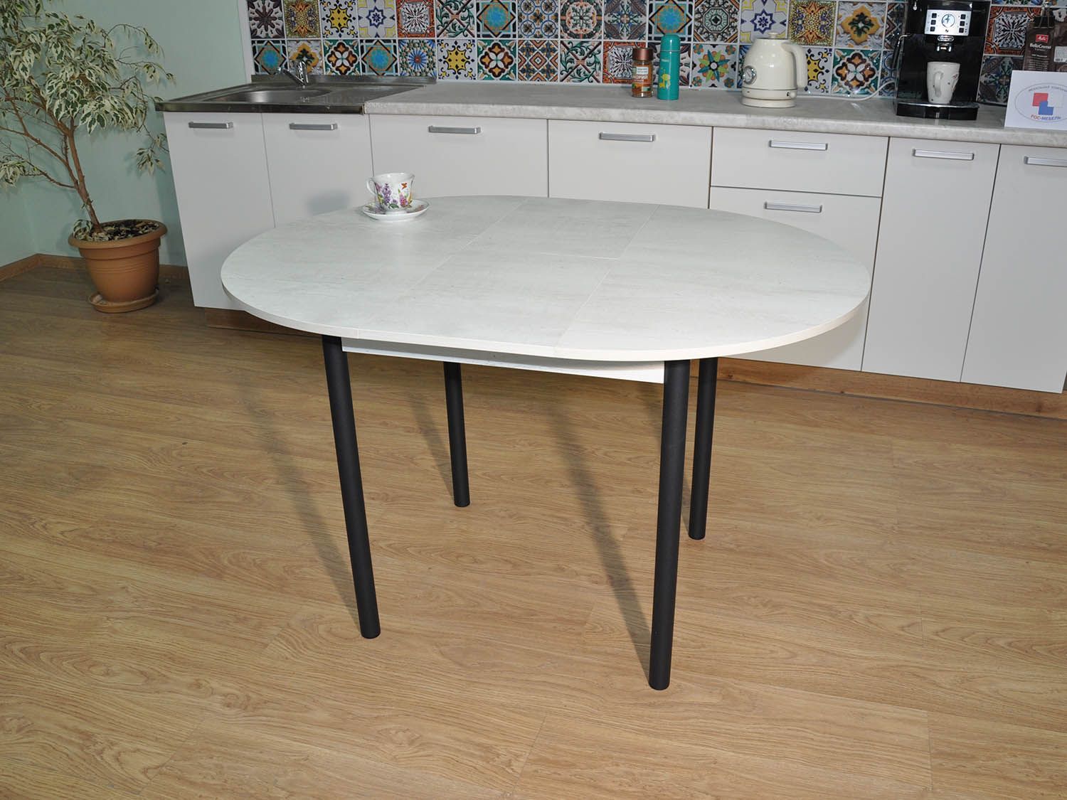 Стол обеденный Ника Бетон пайн белый/черный