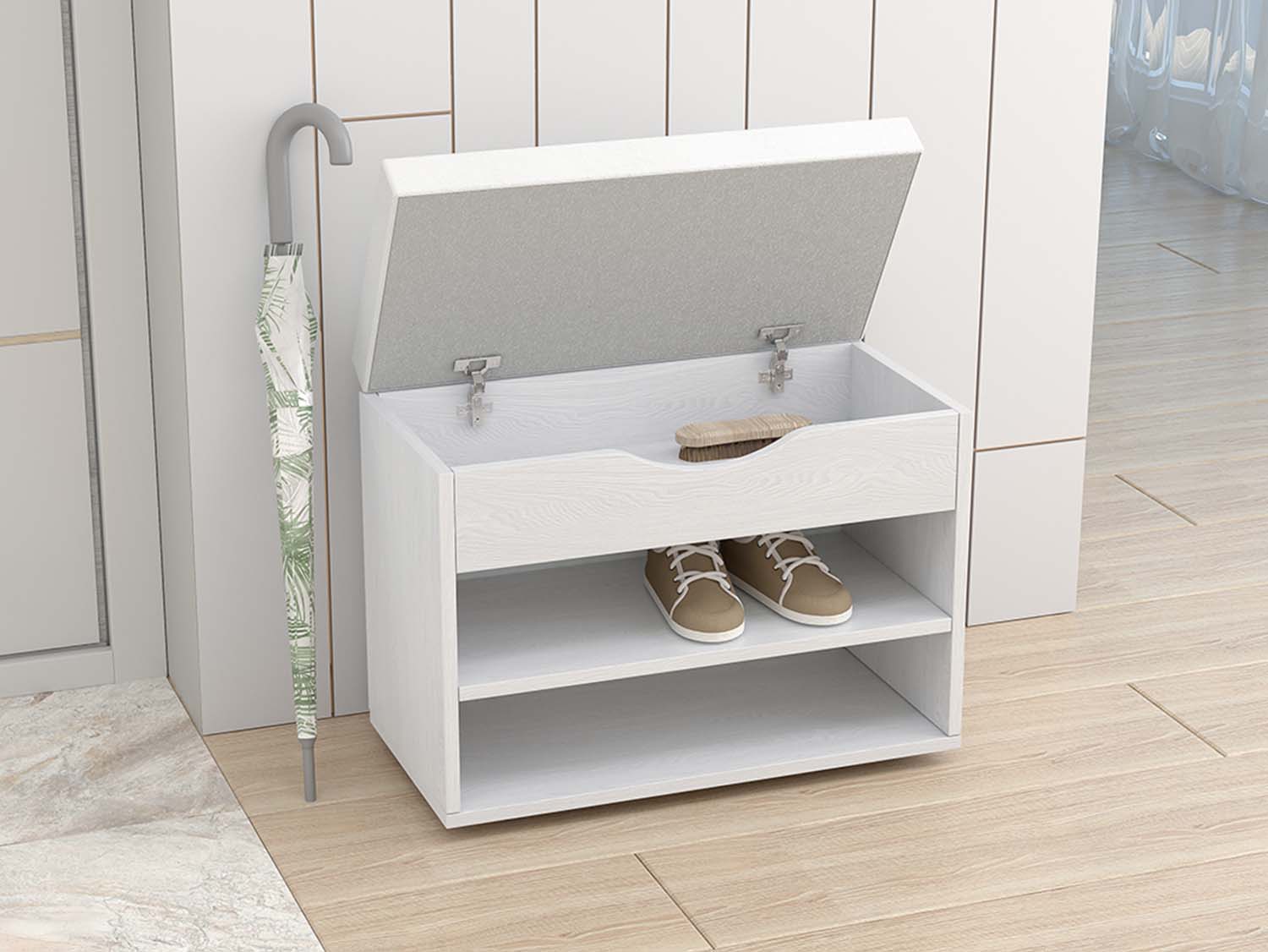 Обувница мягкая №3 - Ясень Анкор светлый/Белый