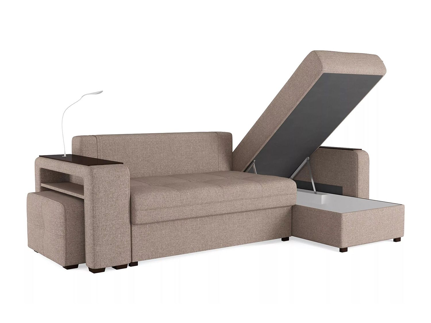 Диван угловой Смарт 4 Б4-2Т-1Пф-Б3 Рогожка шерлок 932