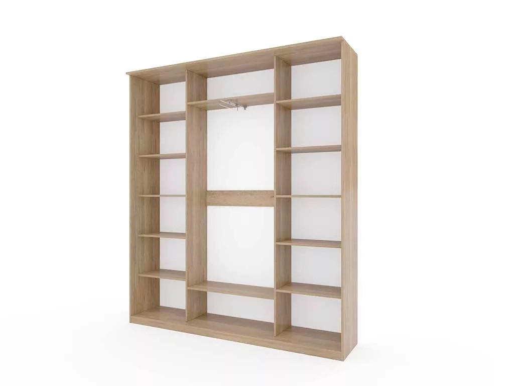 Шкаф купе Модерн 2076х450 3-х дверный 3-х секционный зеркальный с пескоструем №3 ясень