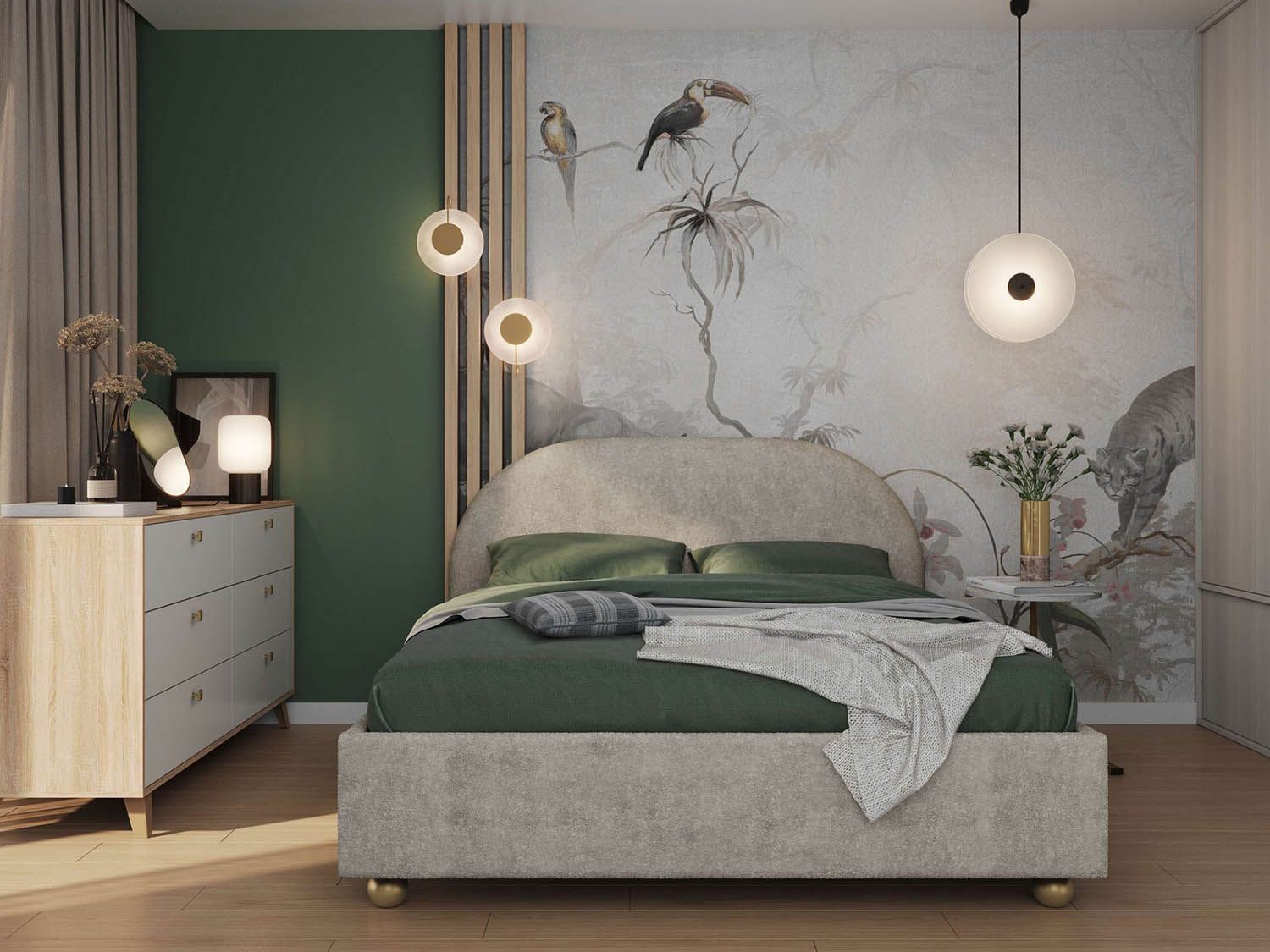 Кровать Афродита 1600 велюр Панда монсун