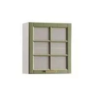 Софи шкаф навесной 600 витрина Белый/Дуб Зелёный