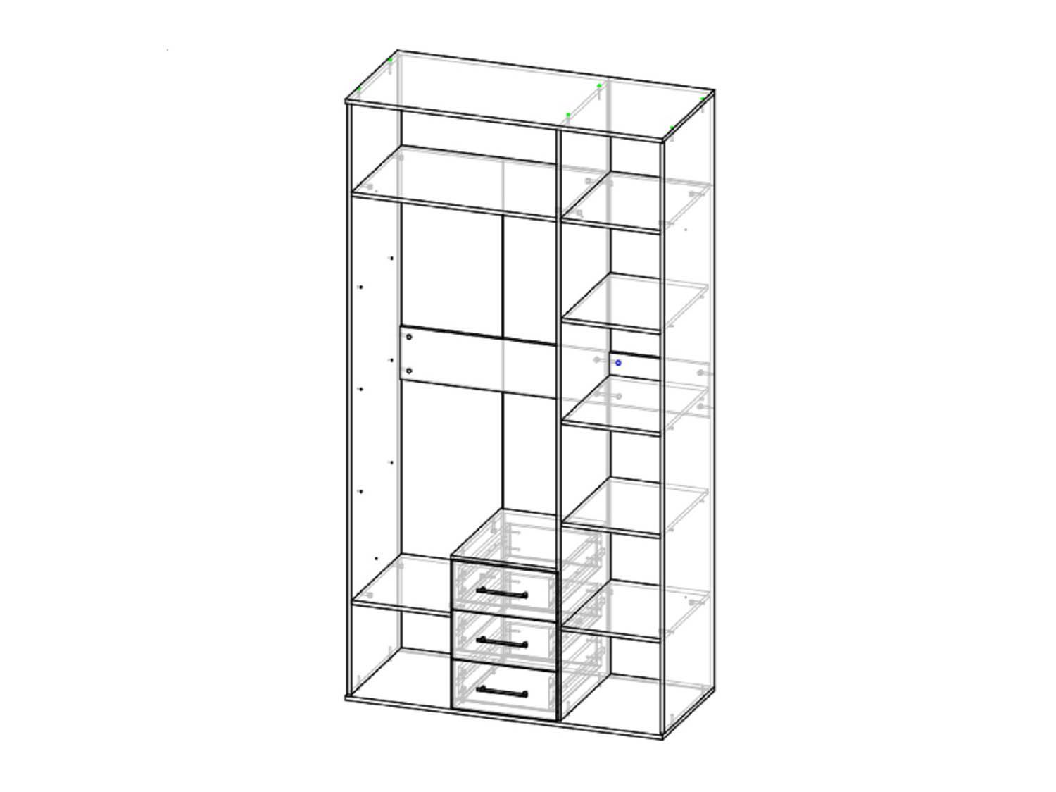 Сити 3 шкаф Белая Аляска / Черный