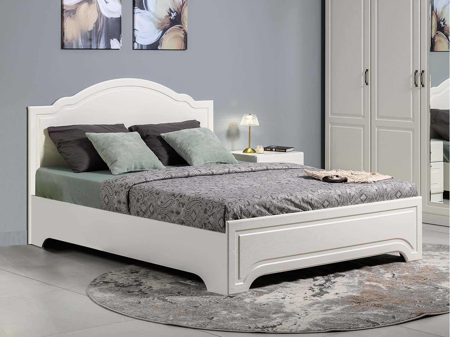 Ливерпуль кровать 11.08 Белый/Ясень ваниль