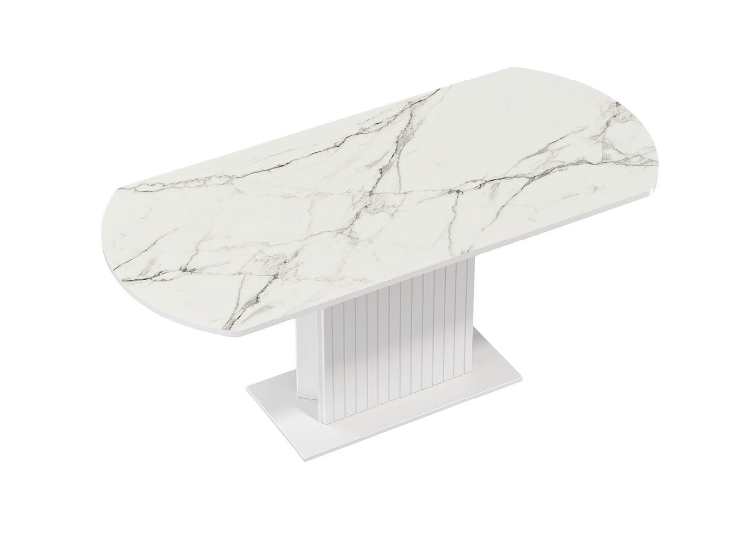 55.09 Адажио стол обеденный / белый/УФ печать белый мрамор