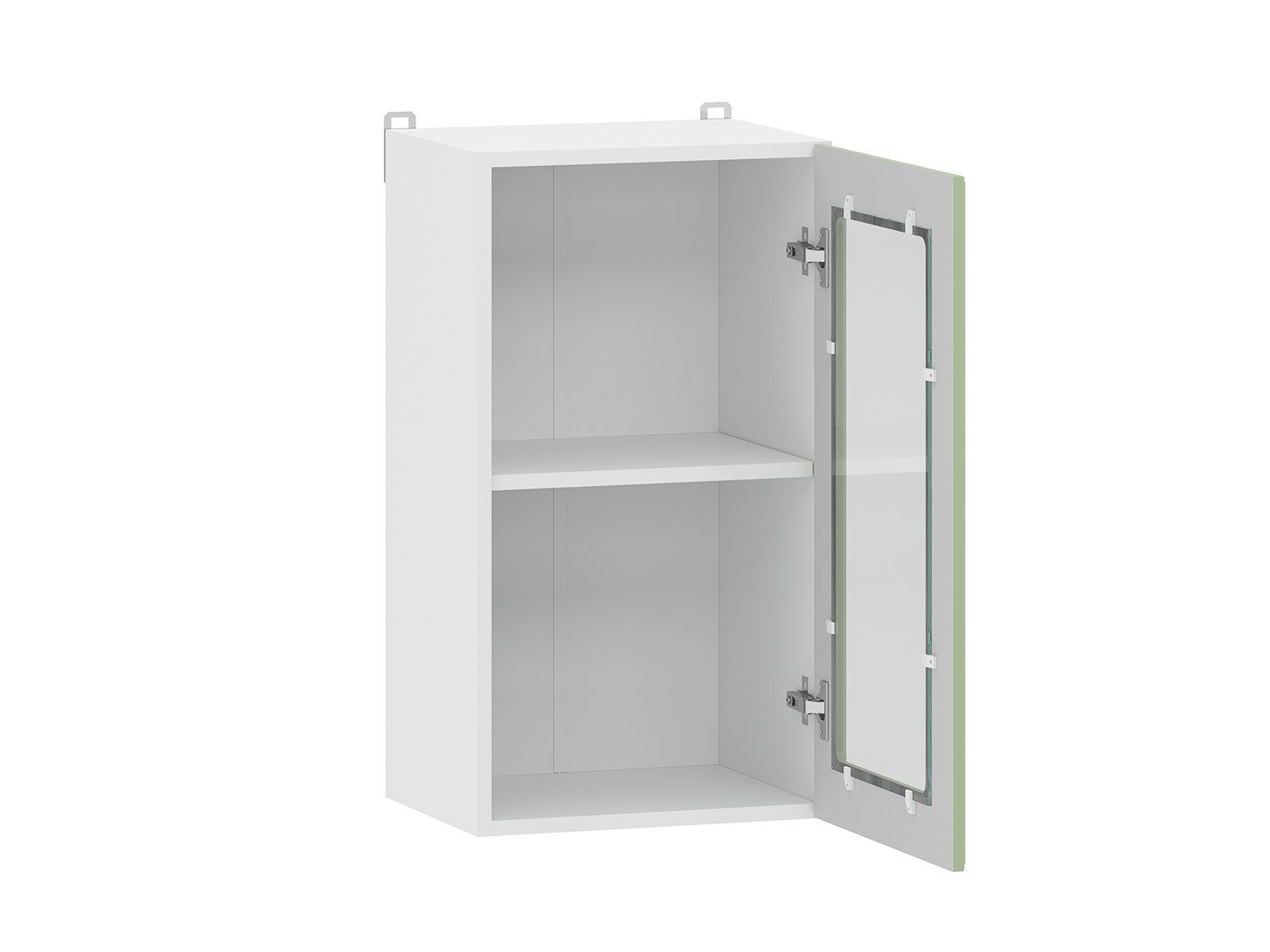 Вокс 100.30 400 шкаф навесной витрина / Белый/Фисташка