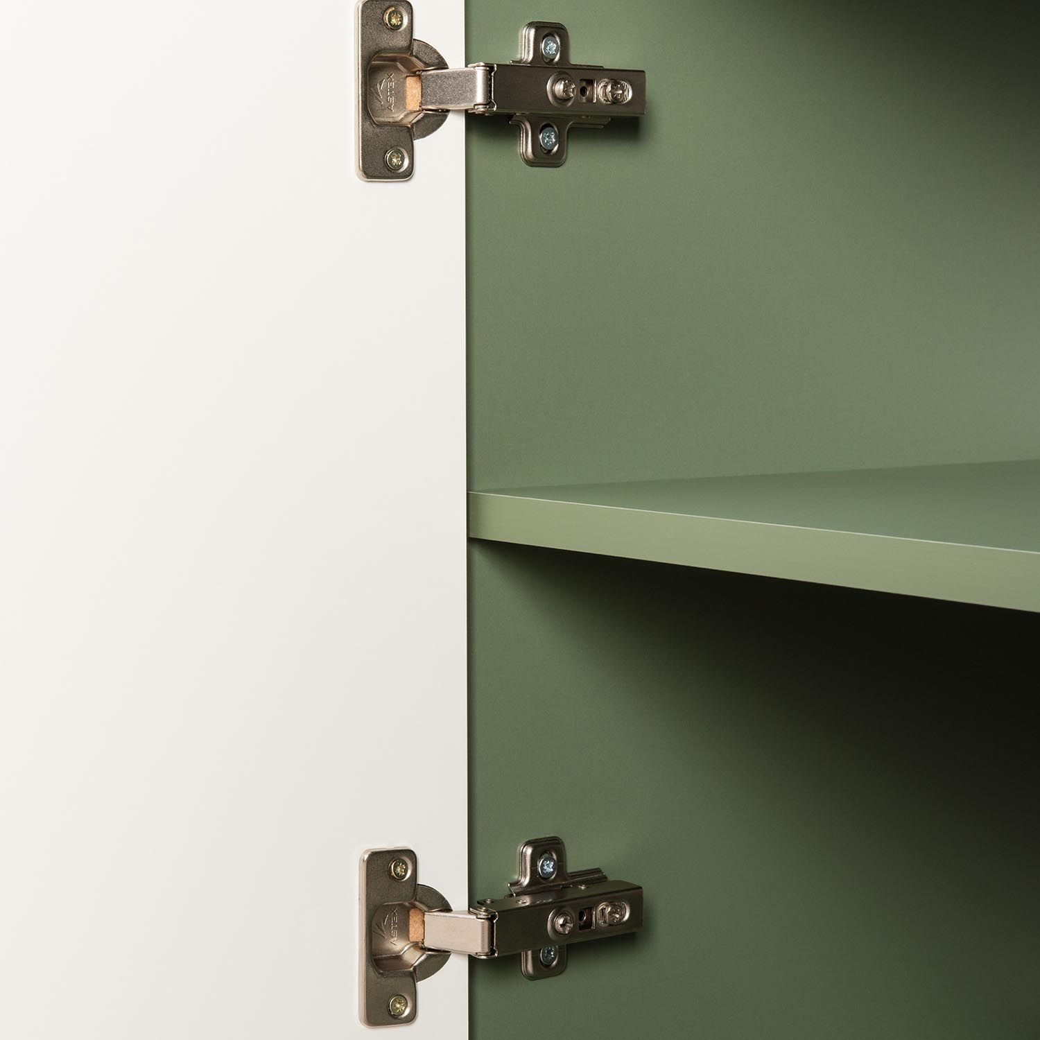 Марион шкаф-витрина 16.397.01 Дымчатый зеленый / Олива шагрень