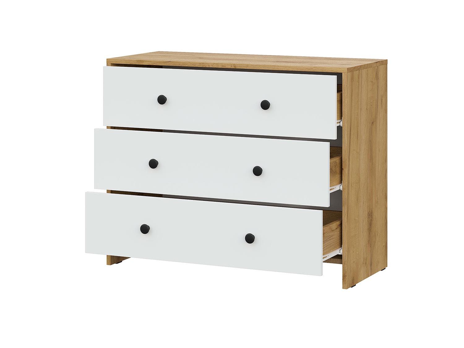 Дольче комод 3 ящика / Дуб золотой/Белый