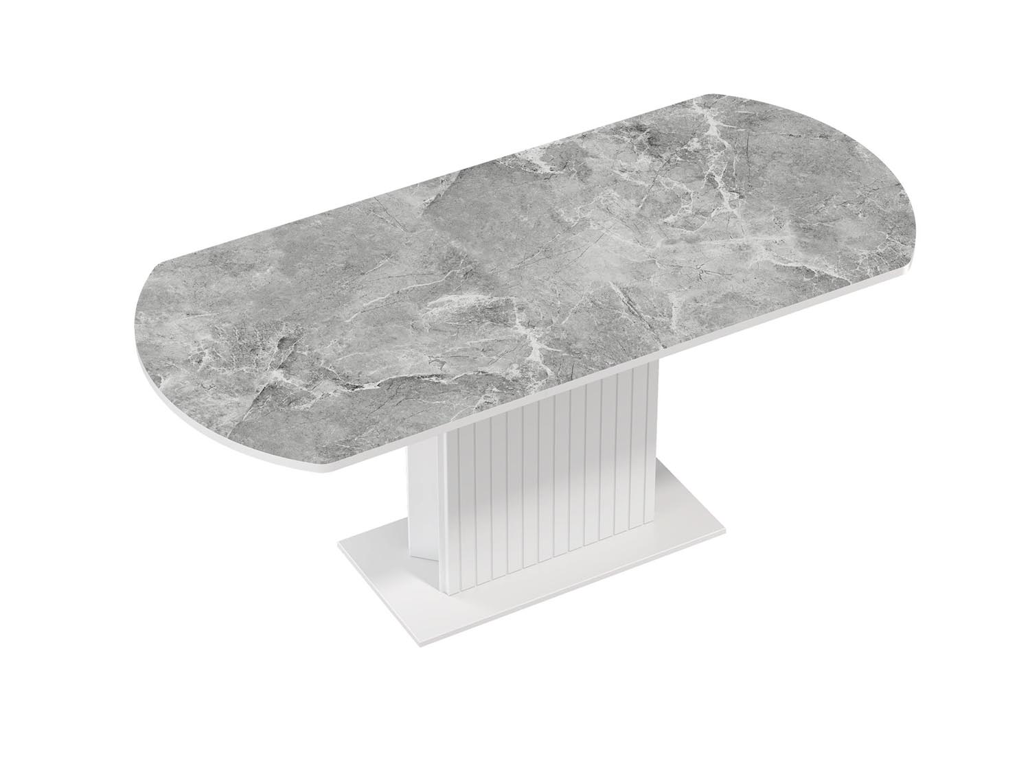 55.09 Адажио стол обеденный / белый/УФ печать серый мрамор