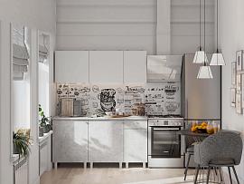 Кухня КГ-1 1600 - Белый / Цемент светлый