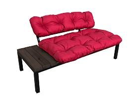 Диван ДАЧНЫЙ со столиком черный, красная подушка